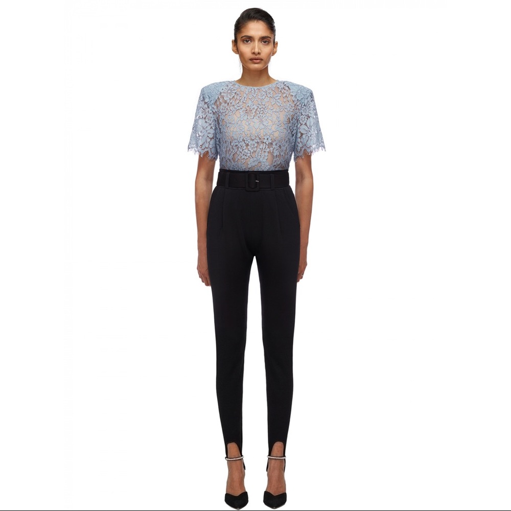 Self-Portrait Blue Cord Lace Sleeved Top US4